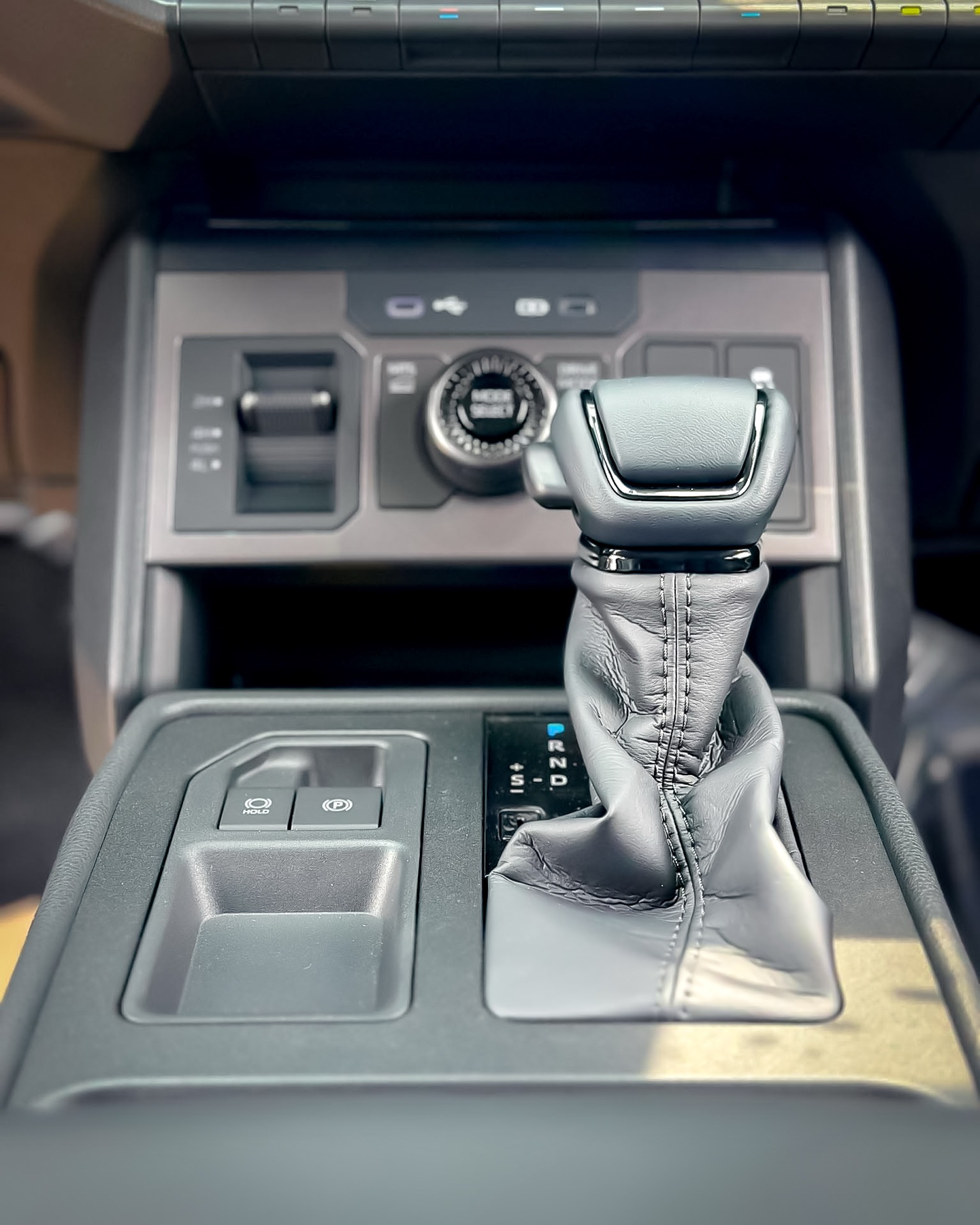 Automatic transmission shifter in a Toyota Hilux interior